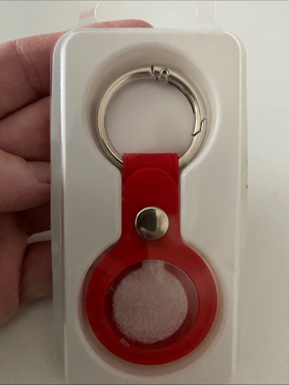 Red / Pink AirTag-Style Protective Key Ring Holder
